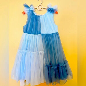 Blue Layered  Tulle Dress
